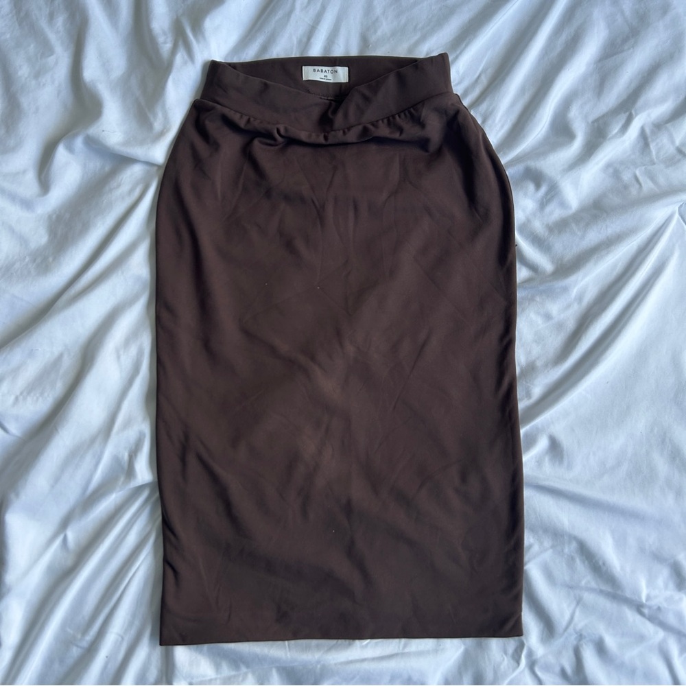 Babaton Brown Midi Pencil Skirt for Work